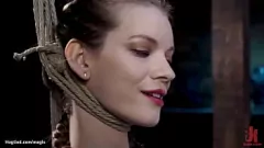 Play Brunette slave Erin Everheart endures brutal suspension and intense fucking with a dildo in this hardcore BDSM scene