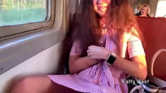 Play 18 Year Old Teenager Gets Naughty on the Train: Public Handjob with Big Cock
